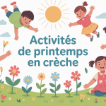 activité printemps crèche enfants explorant la nature