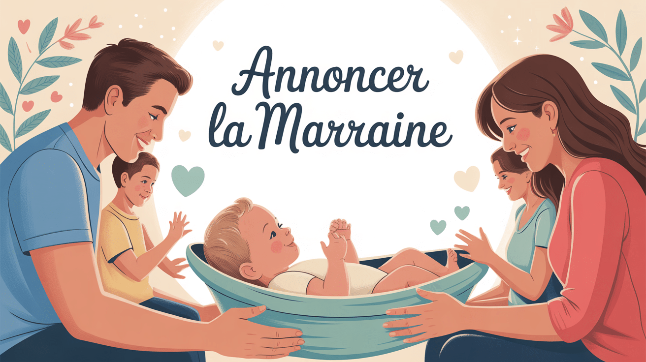 illustration annoncer la marraine famille chaleureuse