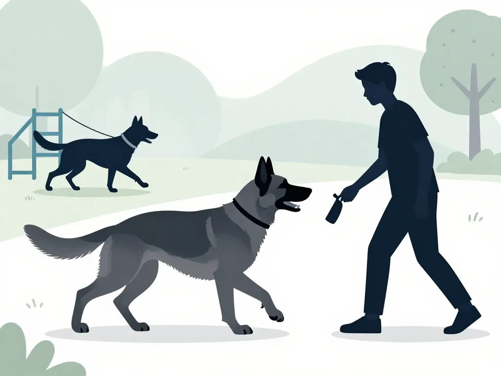 berger allemand gris en activité avec humain