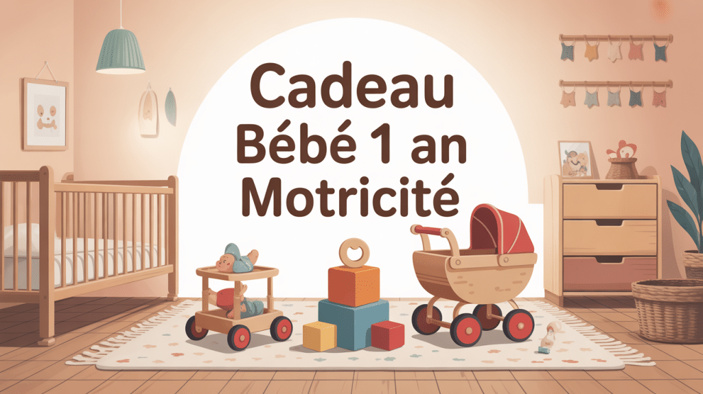 cadeau bébé 1 an motricité illustration chambre et jouets