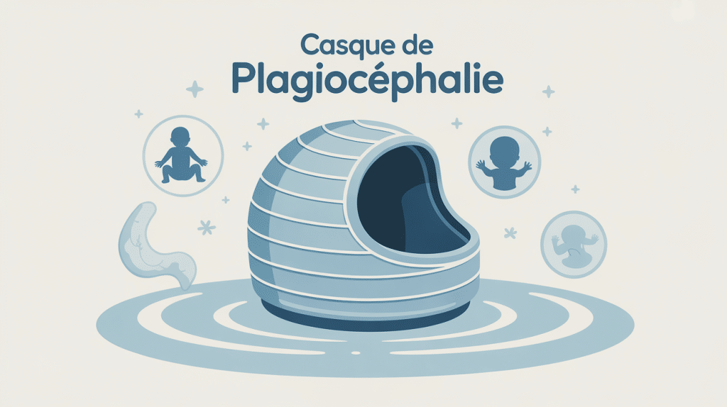 casque plagiocéphalie avant après illustration vectorielle bébé