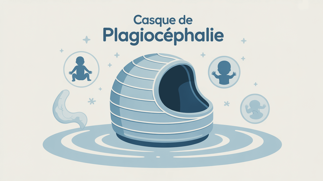 casque plagiocéphalie avant après illustration vectorielle bébé