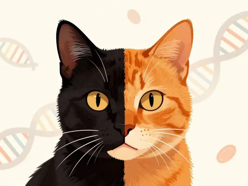 chat chimère génétique visage bicolore et ADN