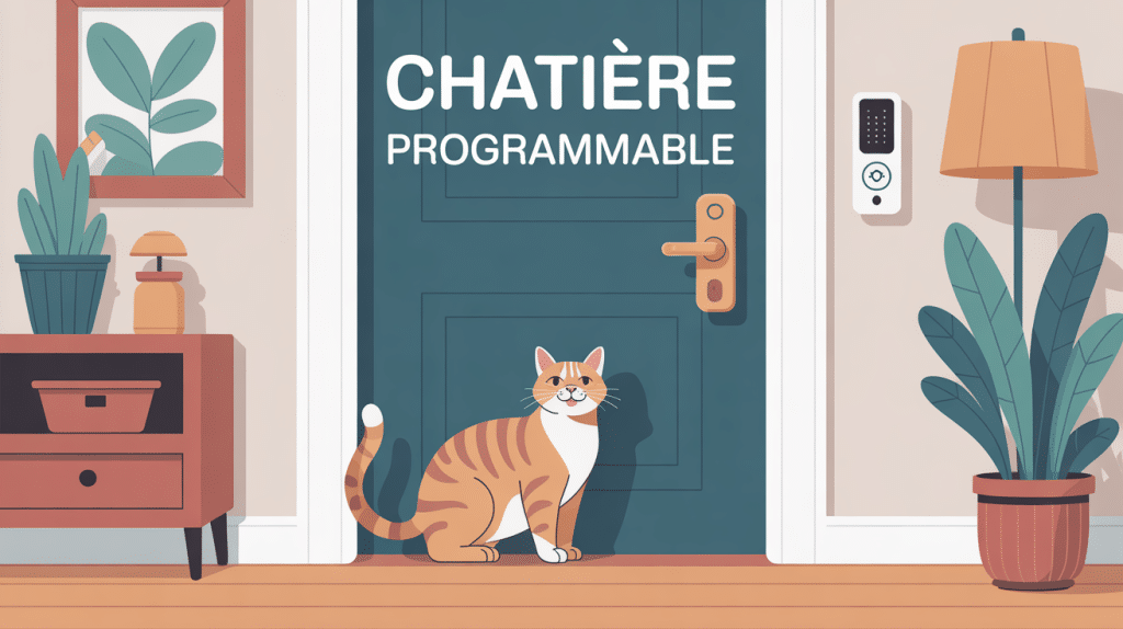 chatière programmable moderne devant porte électronique