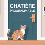 chatière programmable moderne devant porte électronique