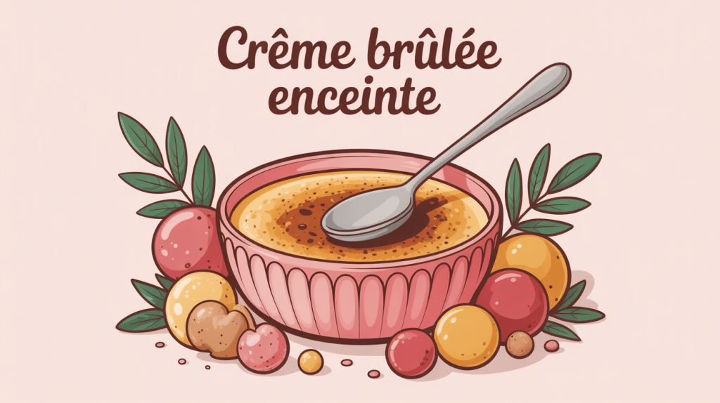 creme brulee enceinte illustration vectorielle pastel
