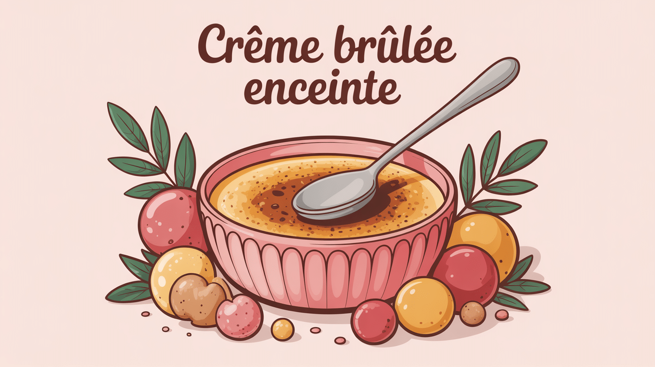 creme brulee enceinte illustration vectorielle pastel