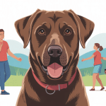 croisé labrador malinois illustration famille dynamique