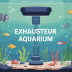 exhausteur aquarium dans un bac stylisé avec plantes et crevettes