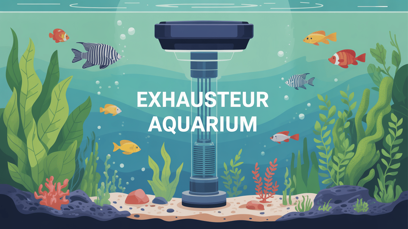 exhausteur aquarium dans un bac stylisé avec plantes et crevettes