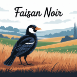 faisan noir en vedette dans un paysage rural français
