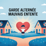 illustration garde alternée mauvaise entente entre parents enfant cœur