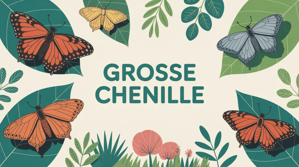 différentes grosses chenilles sur feuilles