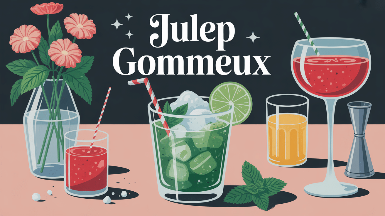 illustration julep gommeux verre givré menthe sirop glace
