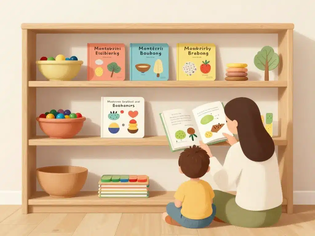 Livre activité montessori choix livres enfant étagère