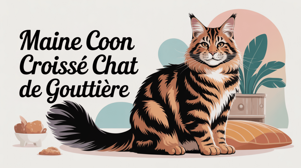 illustration maine coon croisé chat de gouttière pelage fourni