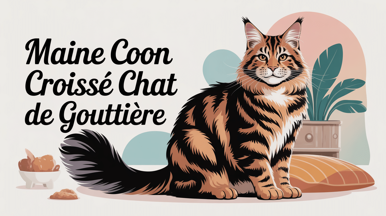 illustration maine coon croisé chat de gouttière pelage fourni