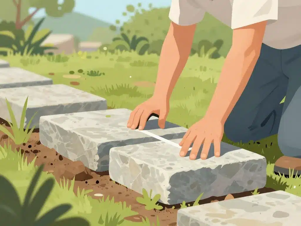 Installation passe pierre sécurisée matériaux jardin