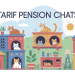 illustration pension pour chat tarif avec logements et bien-être