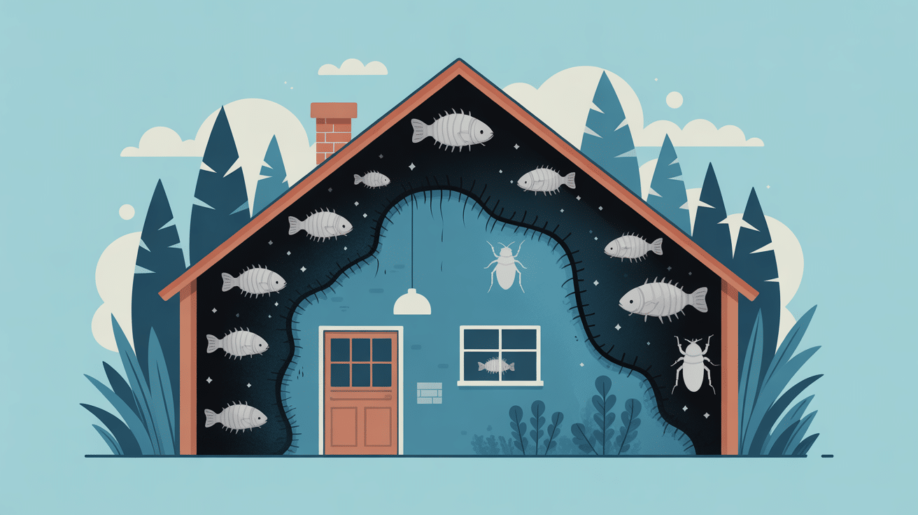 poisson d'argent larve infestation illustration maison