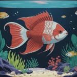 Magnifique ryukin nageant dans un aquarium spacieux, plantes vertes