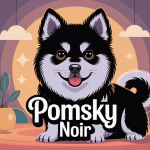 illustration pomsky noir élégant dans un foyer