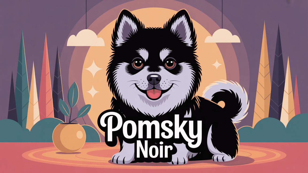 illustration pomsky noir élégant dans un foyer