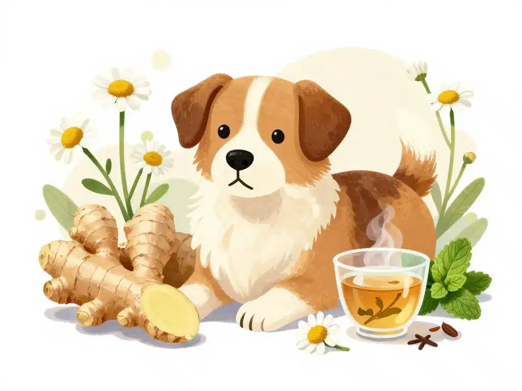 remède de grand-mère pour chien malade en voiture avec gingembre et camomille