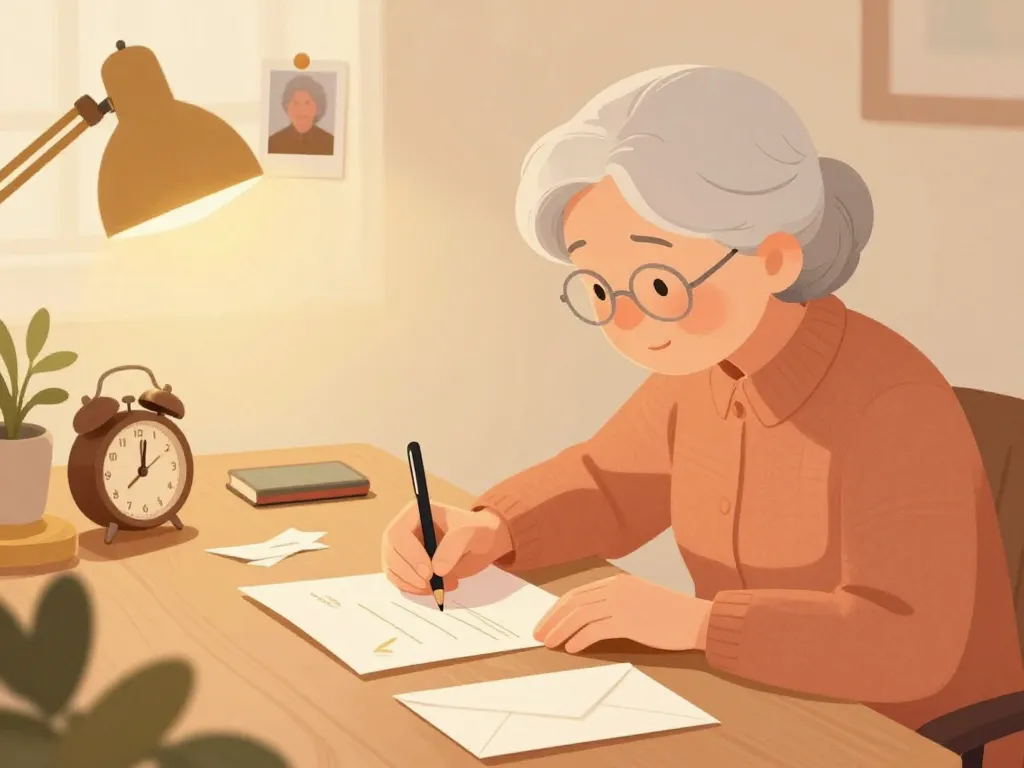 grand-mère écrivant lettre à ma petite fille que je ne vois plus