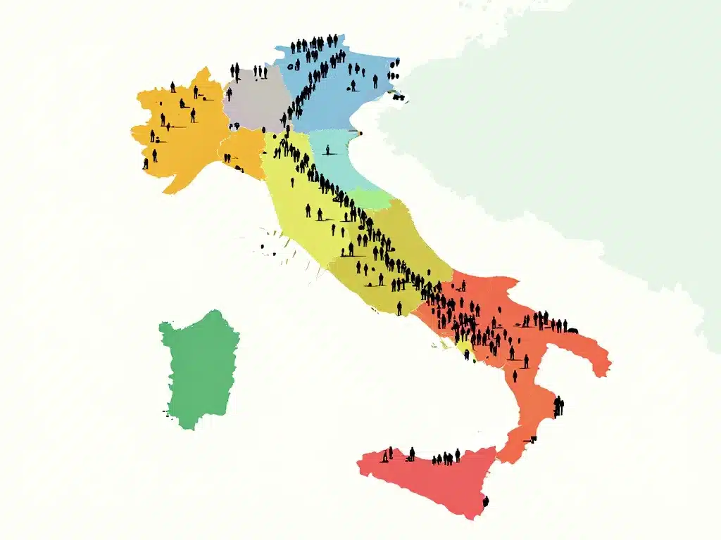 vacances scolaires italie, carte régions, foule et zones calmes