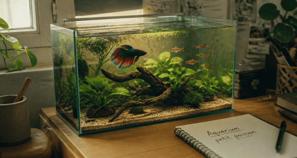 aquarium petit poisson avec betta et rasboras