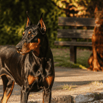 doberman couleur noir et feu et marron et feu