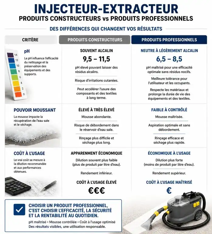 Comparatif des meilleurs produits pour injecteur-extracteur : constructeurs vs professionnels