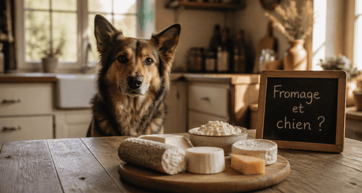 fromage de chevre chien sur table avec berger