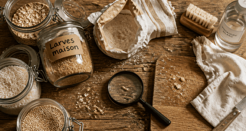 larve maison sur plan de travail cuisine