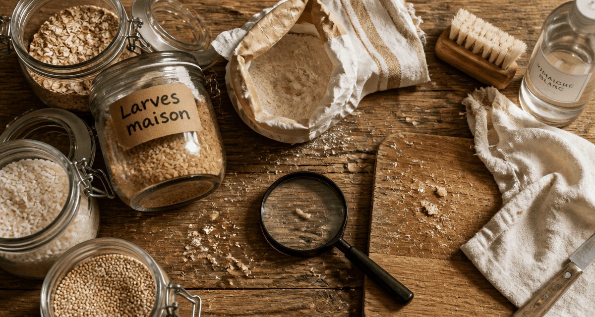 larve maison sur plan de travail cuisine