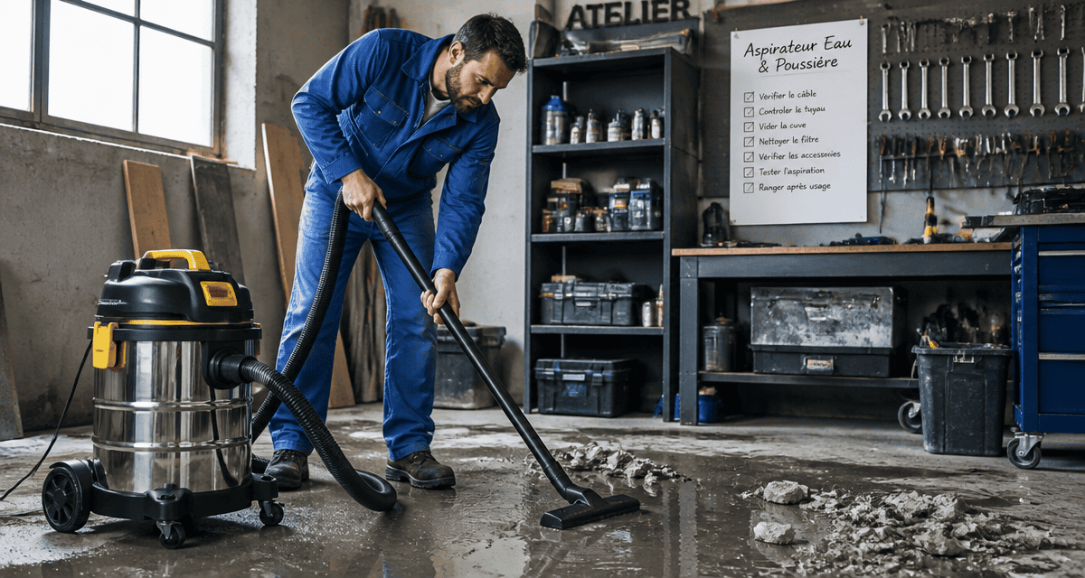 meilleur aspirateur eau et poussière cuve inox nettoyage atelier