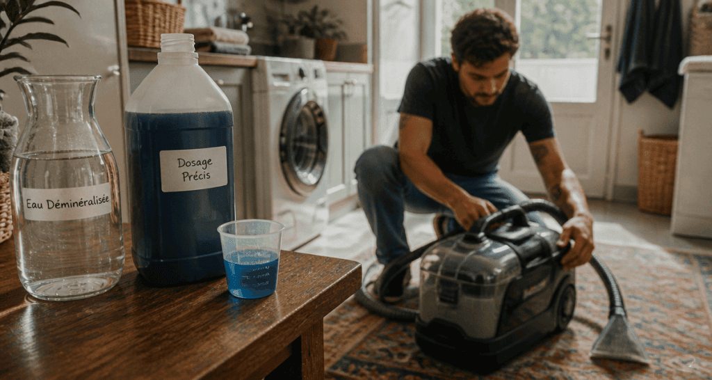quel produit mettre dans une shampouineuse sur table buanderie