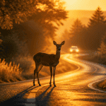 voir une biche sur la route signification, biche immobile au lever du soleil