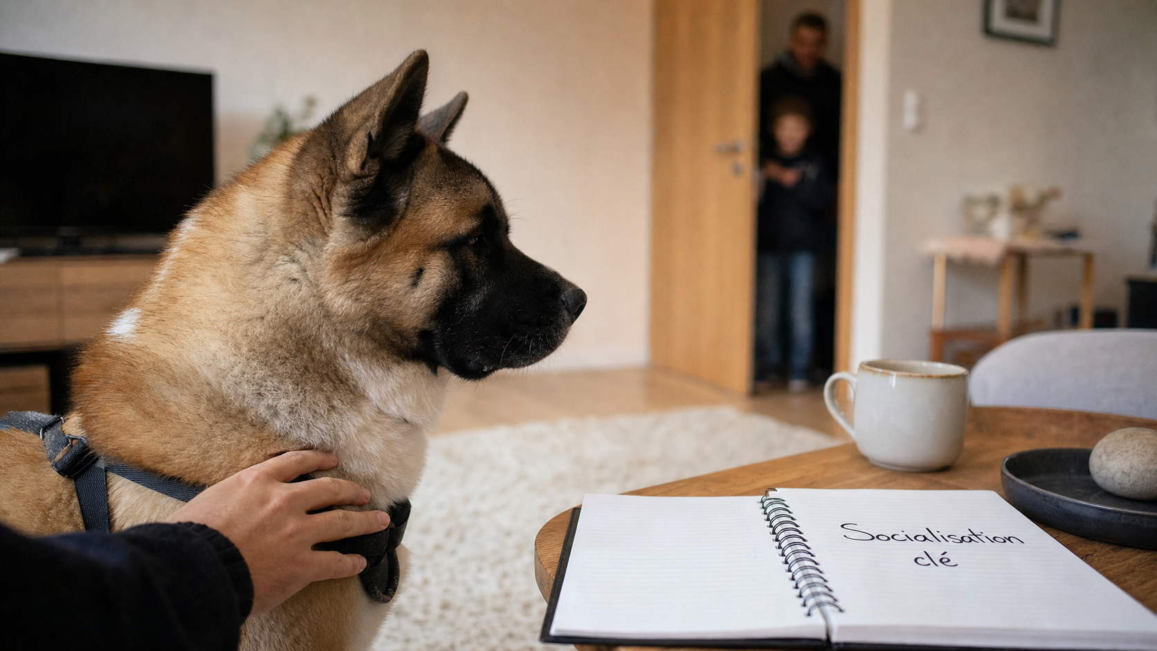 Akita americain caractere : regard calme, socialisation clé
