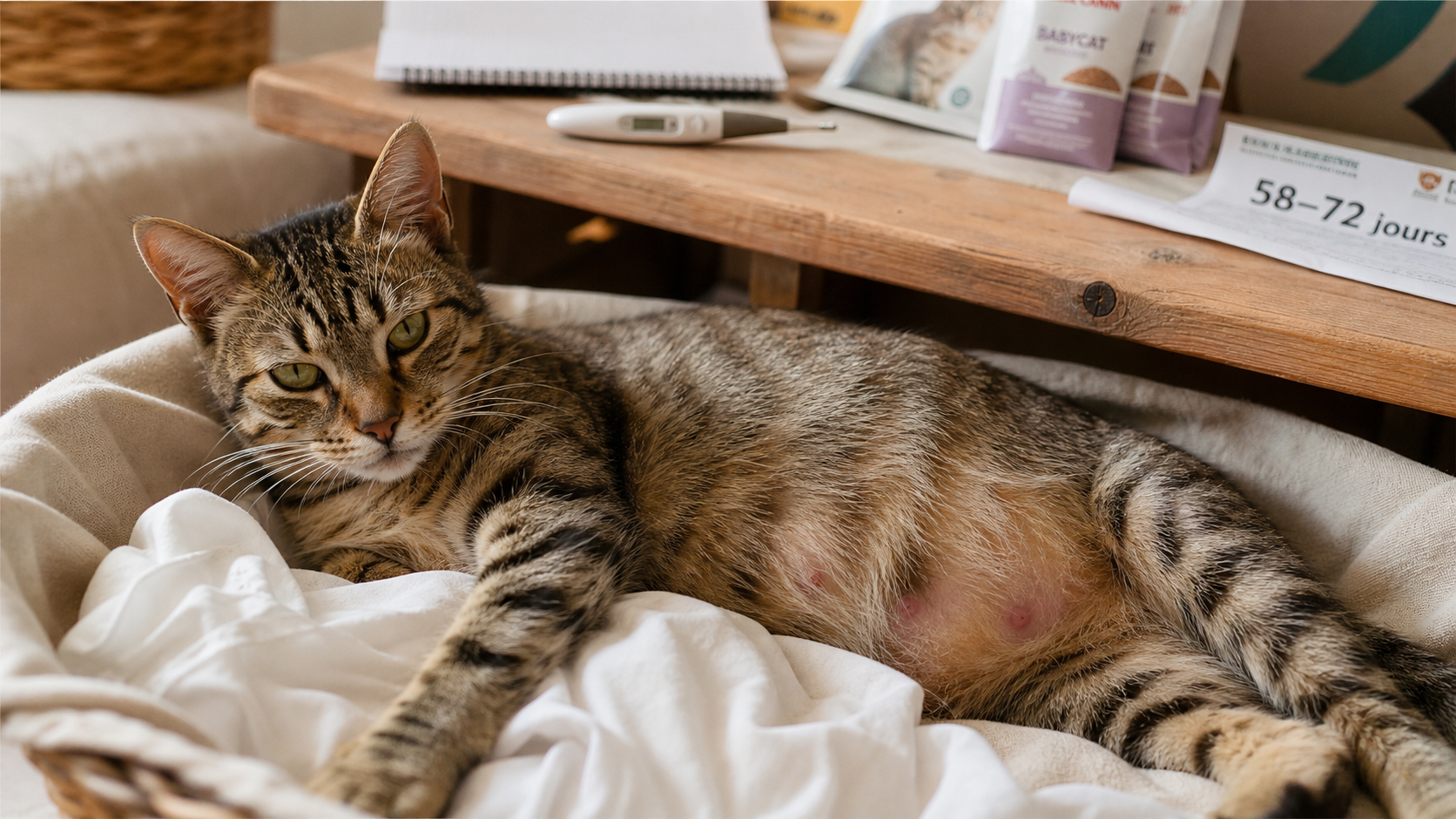Dure gestation chat : suivi 63 jours, carnet et dates 58–72