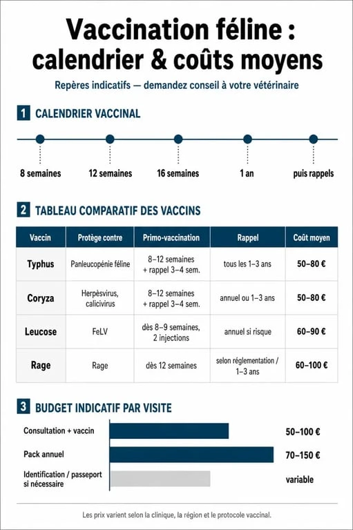 Infographie des prix et calendrier de vaccination pour chat