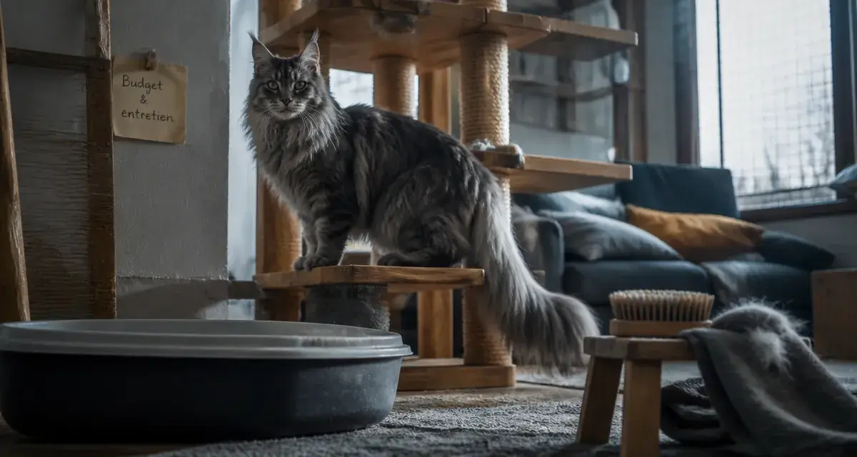 Maine Coon en appartement : maine coon inconvénient, litière et arbre à chat XL