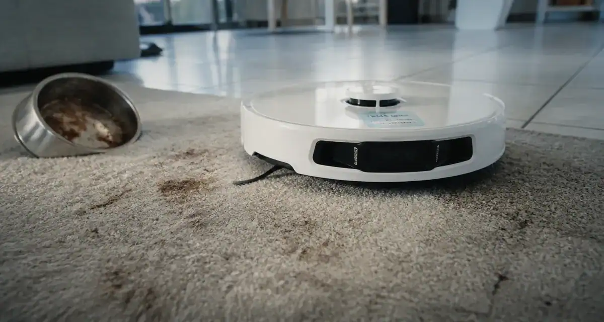 Meilleur robot aspirateur laveur animaux : brosse laveuse retire les poils sur moquette