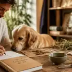 Naturopathe pour animaux en cabinet à domicile : carnet, hydrolat et plantes pour bien-être canin