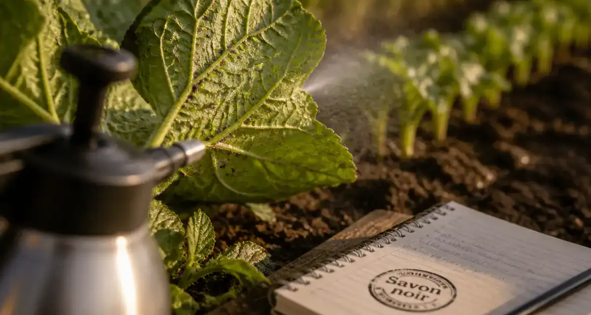 Puceron courgette sur revers de feuilles, contrôle naturel