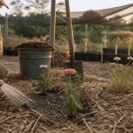 Que planter en juillet août fleurs : arrosage de jeunes plants en terre chaude