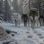 Races de loup différentes marchant dans la neige