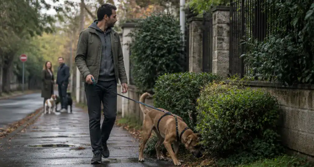 sortir son chien 1 fois par jour homme promène chien