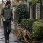 sortir son chien 1 fois par jour homme promène chien